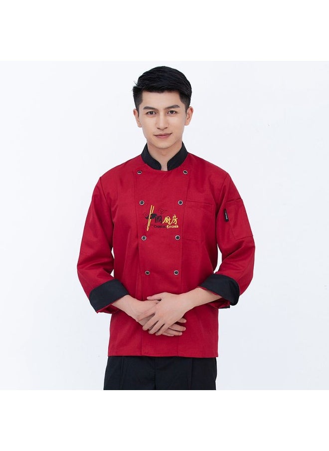 NIBEMINENT Short Sleeve Kitchen Uniform Black Chef Jacket grey Cook Coat Chef T-shirt Baker Work Uniform Waiter Restaurant Hotel Clothes  - Image 1