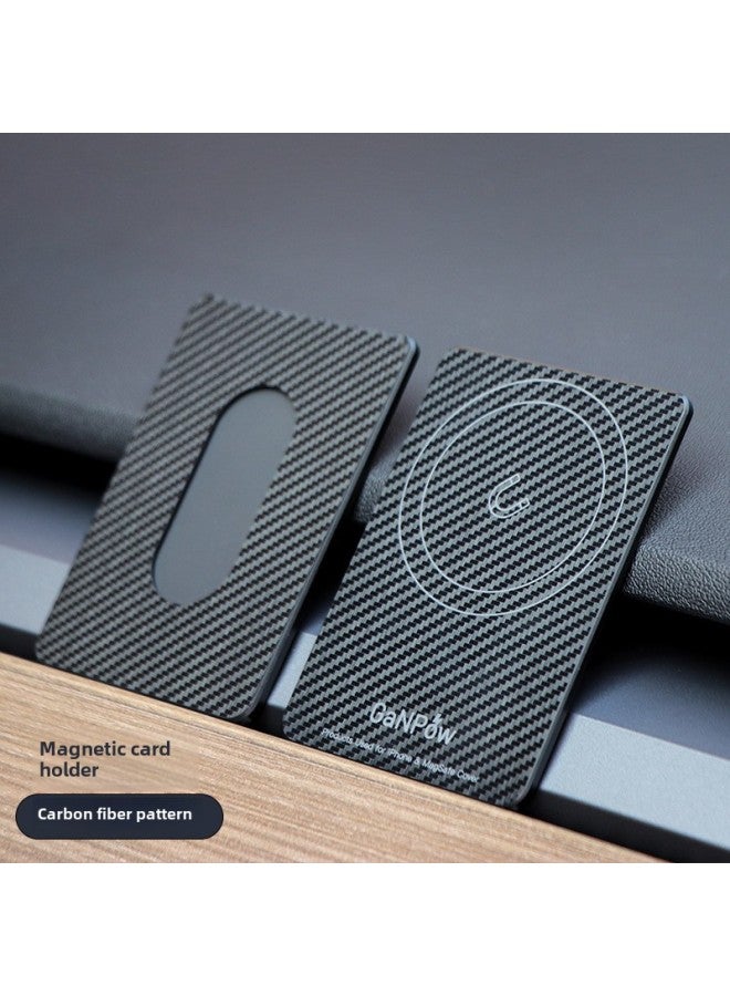 MagSafe Magnetic Card Bag Kevlar Ultra Thin Magnetic Card Sleeve Applicable IPhone12/13/14/15proMax-Specifications:MagSafe Magnetic Card Package-PC Carbon Fiber Texture  - Image 1