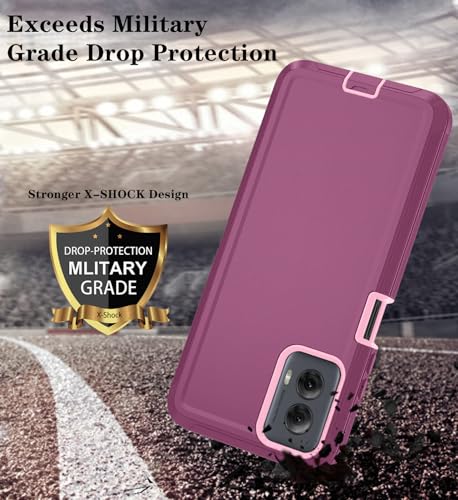 Qinmay Phone Case for Motorola Moto G Power 5G 2024 Case with HD Screen Protector, Heavy Duty Shockproof & Cover Phone Case for Moto G Power 2024,WineRed Pink - Image 5