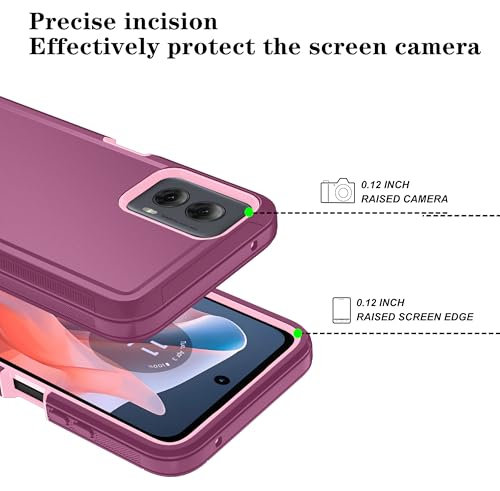 Qinmay Phone Case for Motorola Moto G Power 5G 2024 Case with HD Screen Protector, Heavy Duty Shockproof & Cover Phone Case for Moto G Power 2024,WineRed Pink - Image 4