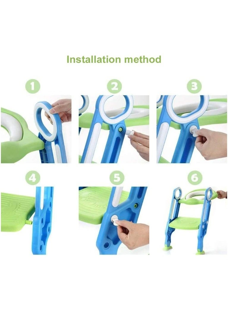 GULFLINK Baby Potty Training Toilet Seat with Step Toddler Kid Children Toilet Training Seat Chair with Handles (Blue Green)  - Image 5