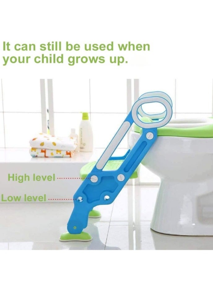 GULFLINK Baby Potty Training Toilet Seat with Step Toddler Kid Children Toilet Training Seat Chair with Handles (Blue Green)  - Image 4