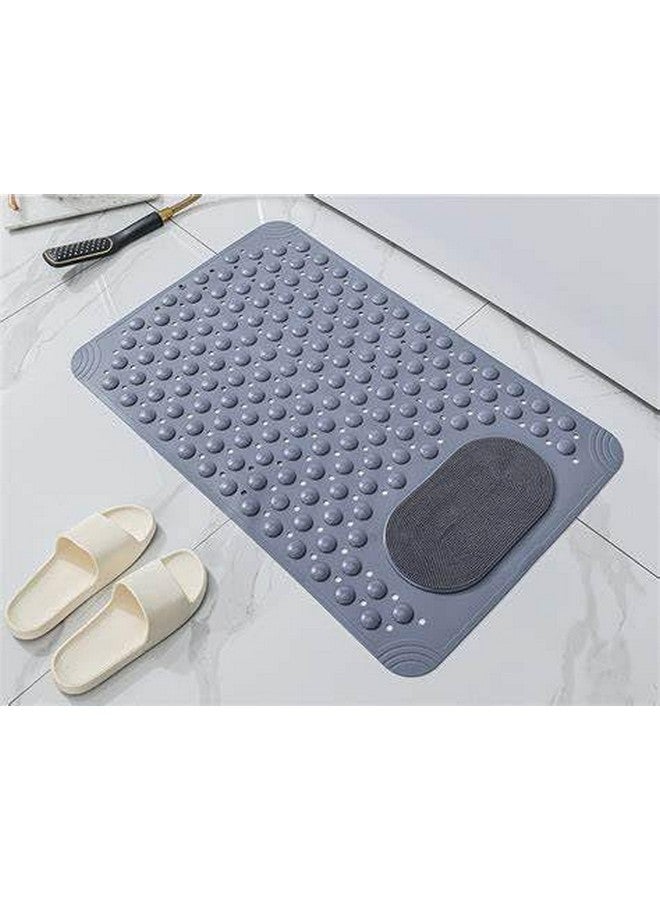 Home-Cloud Homecloud Anti Skid Mat for Bathroom Floor Shower mats for Bathroom Anti Slip with Foot Scrubber Bath mat Anti Slip with Suction Cups & Drain Holes (69x35 Cm) (Grey) - Image 1