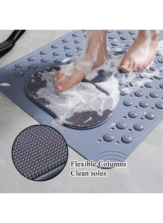 Home-Cloud Homecloud Anti Skid Mat for Bathroom Floor Shower mats for Bathroom Anti Slip with Foot Scrubber Bath mat Anti Slip with Suction Cups & Drain Holes (69x35 Cm) (Grey) - Image 2