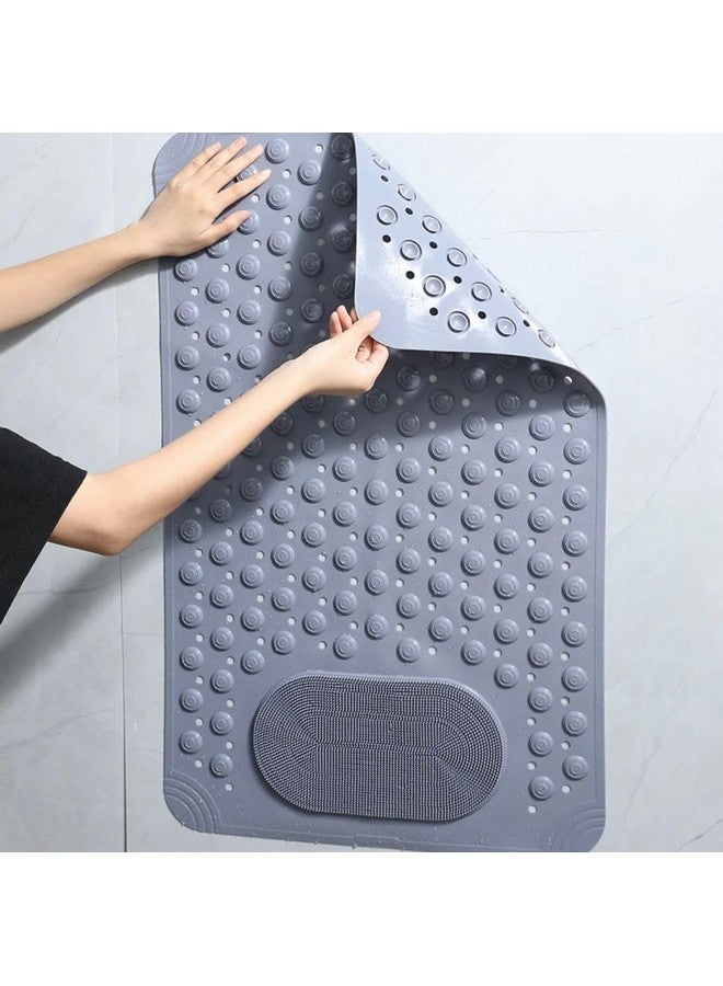 Home-Cloud Homecloud Anti Skid Mat for Bathroom Floor Shower mats for Bathroom Anti Slip with Foot Scrubber Bath mat Anti Slip with Suction Cups & Drain Holes (69x35 Cm) (Grey) - Image 5