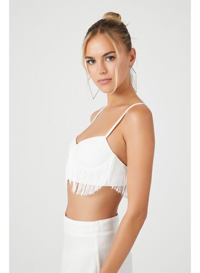 FOREVER 21 Ponte Knit Fringe Cropped Cami - Image 2