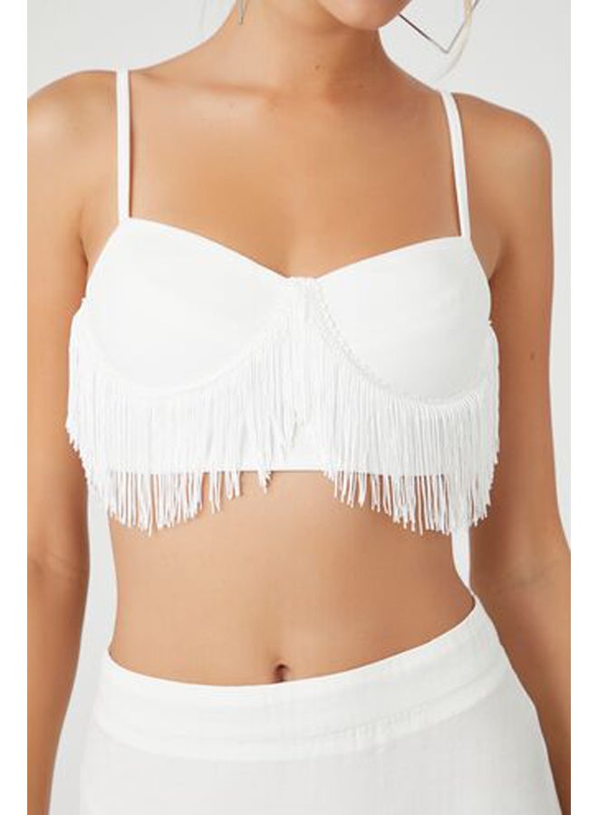 FOREVER 21 Ponte Knit Fringe Cropped Cami - Image 5