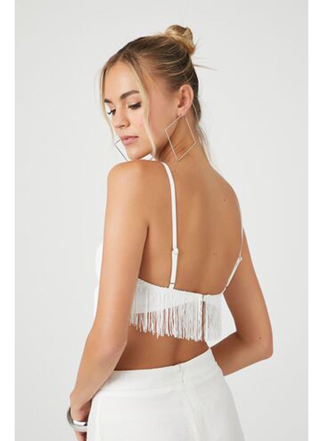 FOREVER 21 Ponte Knit Fringe Cropped Cami - Image 3