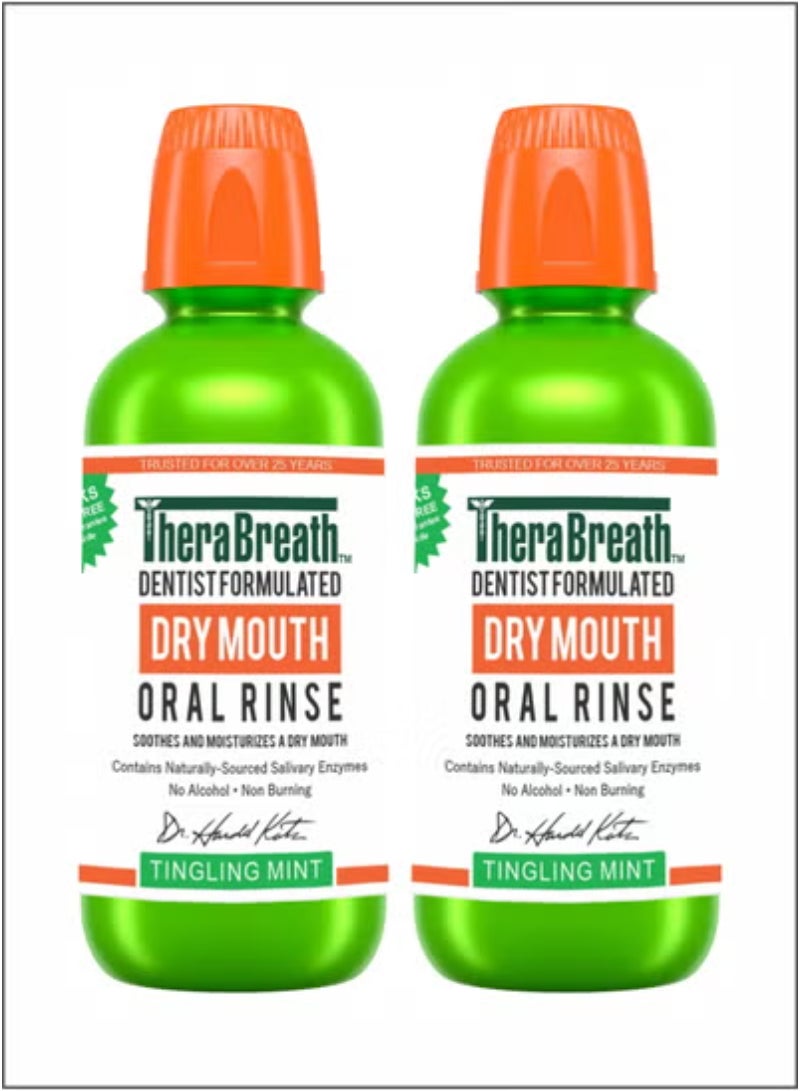 Therabreath Fresh Breath Oral Rinse  Tingling Mint for Lasting Freshness pack Of 2