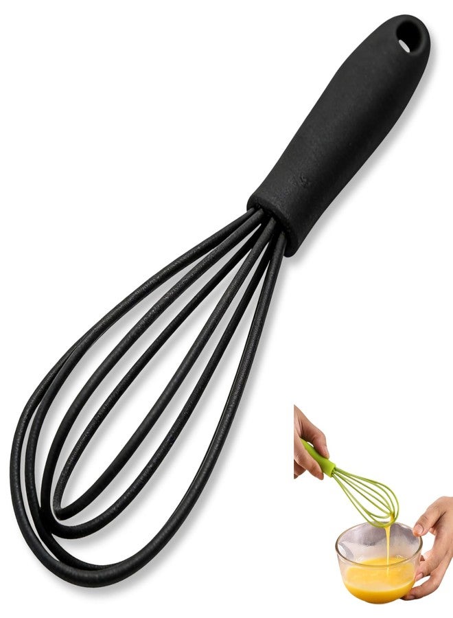 Essivox Mini Silicone Whisks for Kitchen, 6.7 Inch Black Non-Stick Hand Mixer, Egg Beater Blender for Cooking, Baking, Mixing, Stirring - Image 1