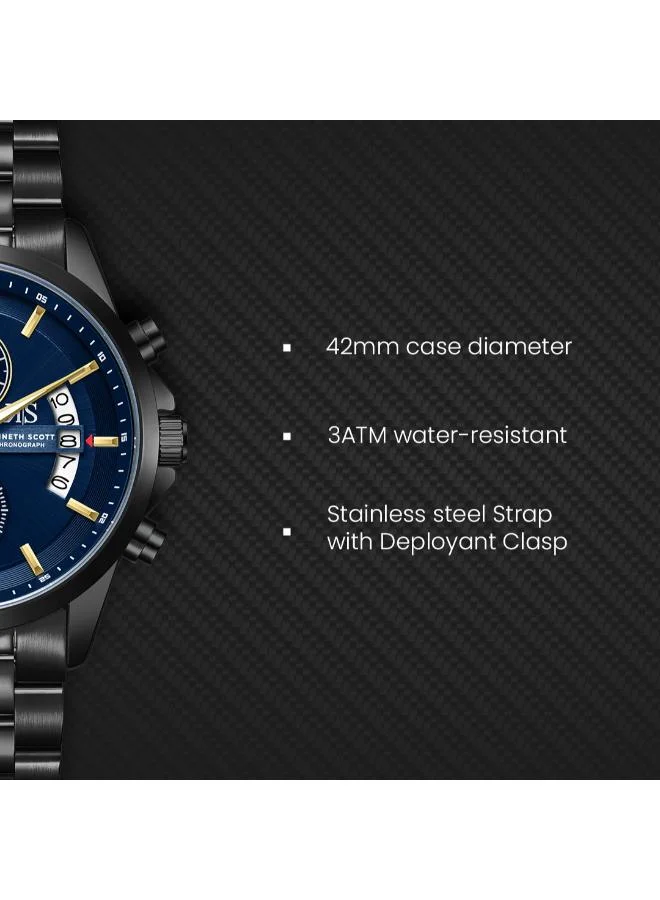 KENNETH SCOTT  Kenneth Scott Men's Chronograph  Blue  Dial Watch - K26106-BBBN for Men | Best Price UAE