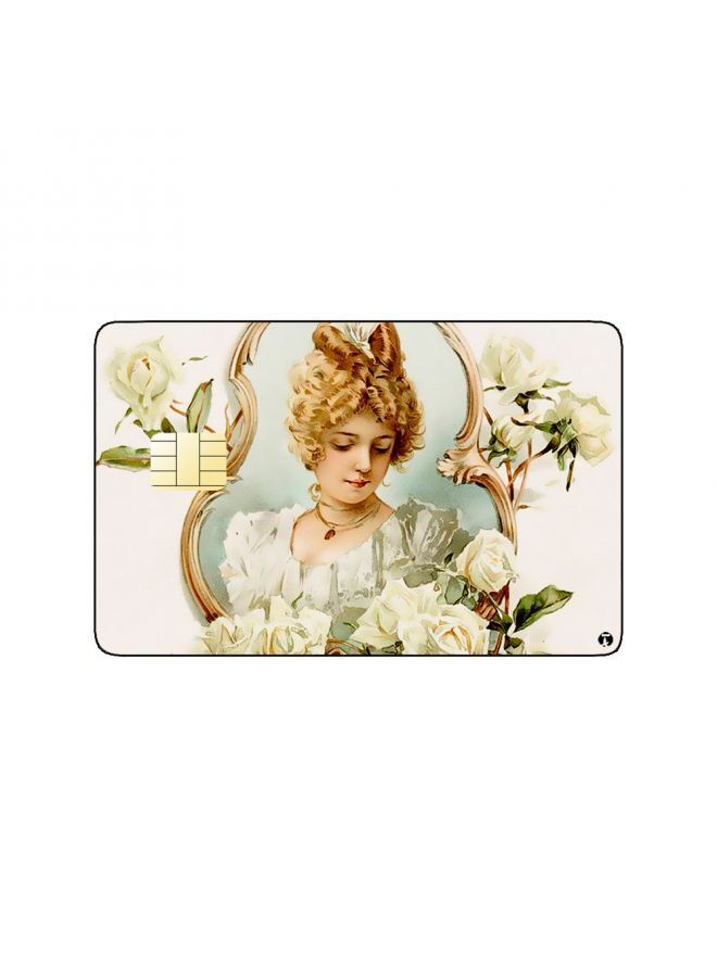 RKN PRINTED BANK CARD STICKER Beautiful Blond Woman Vintage Art - Image 1