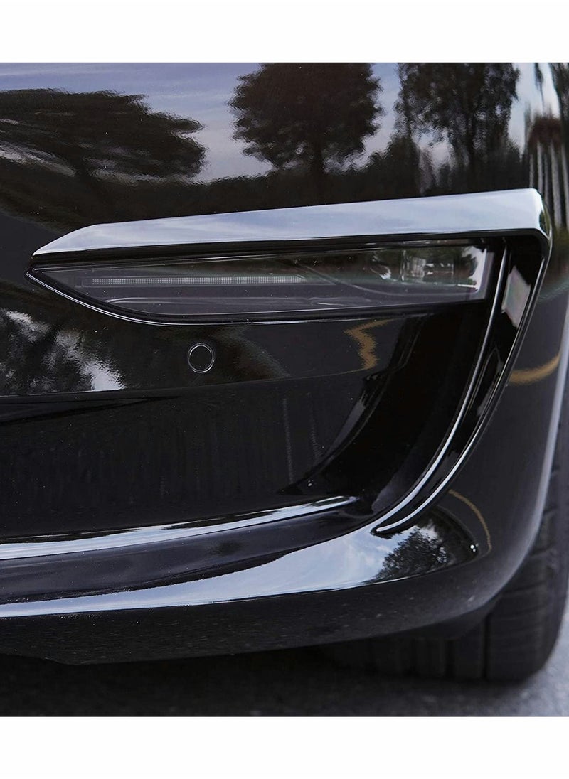 Y&D - Front Fog Light Trim Cover, Eyebrow Cover Frame Exterior Decoration for Tesla Model 3 Accessories (Black) - Image 1