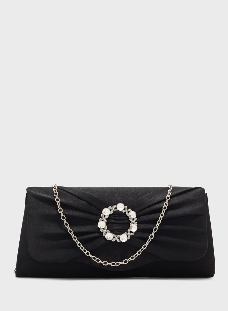 Ella Limited Edition Diamante Trim Clutch Bag With Bow  Detail