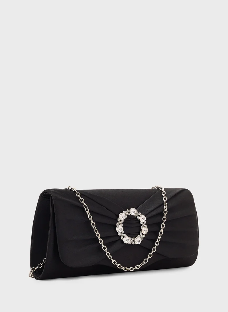 Ella Limited Edition Diamante Trim Clutch Bag With Bow  Detail