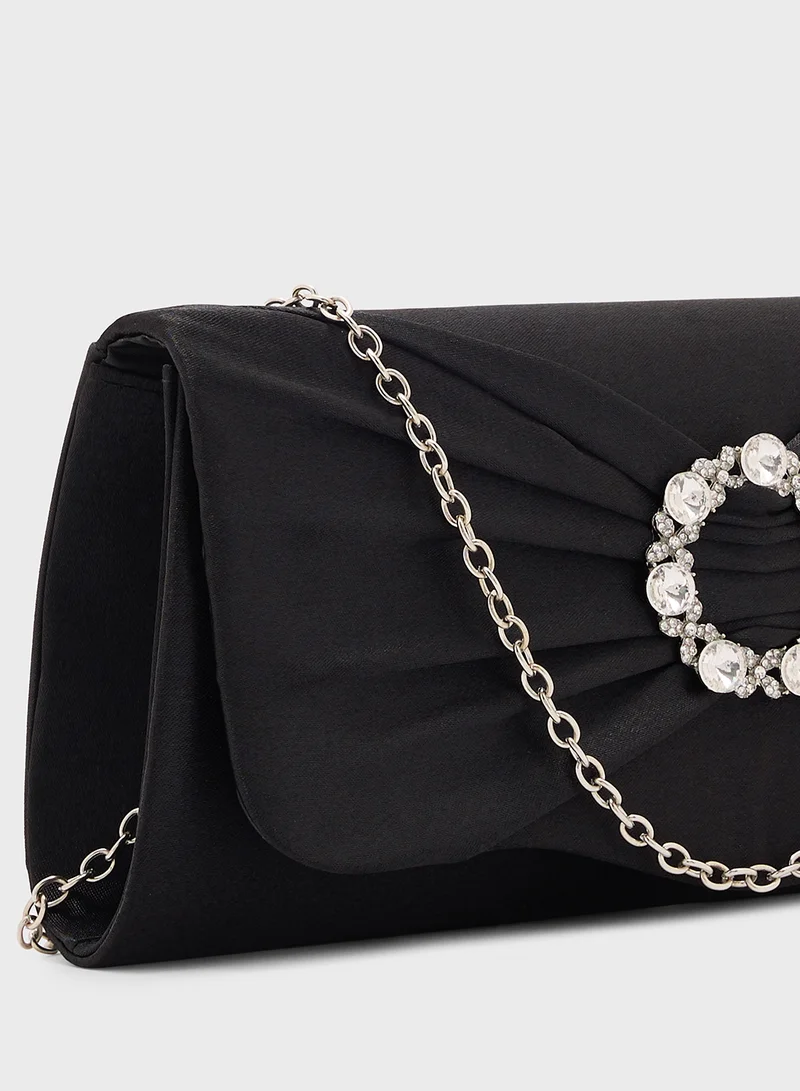 Ella Limited Edition Diamante Trim Clutch Bag With Bow  Detail