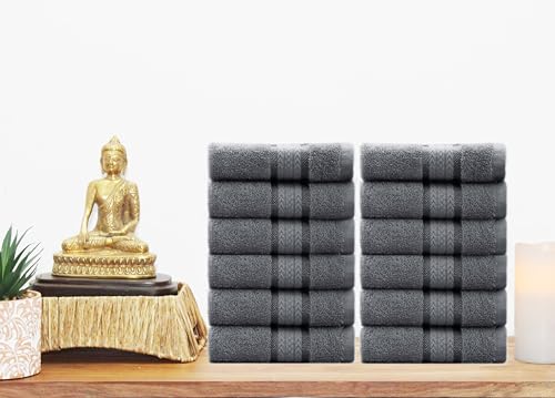 Cotton Craft Ultra Soft 12 Pack Wash Cloths 12x12 Charcoal Weighs 2 Ounces Each - 100% Pure Ringspun Cotton - Luxurious Rayon Trim - Ideal for Everyday use - Easy Care Machine wash - Image 4