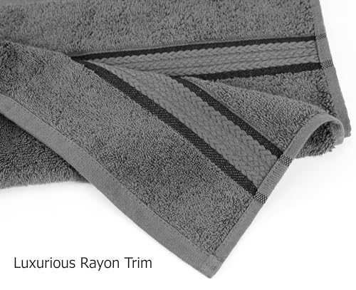 Cotton Craft Ultra Soft 12 Pack Wash Cloths 12x12 Charcoal Weighs 2 Ounces Each - 100% Pure Ringspun Cotton - Luxurious Rayon Trim - Ideal for Everyday use - Easy Care Machine wash - Image 3
