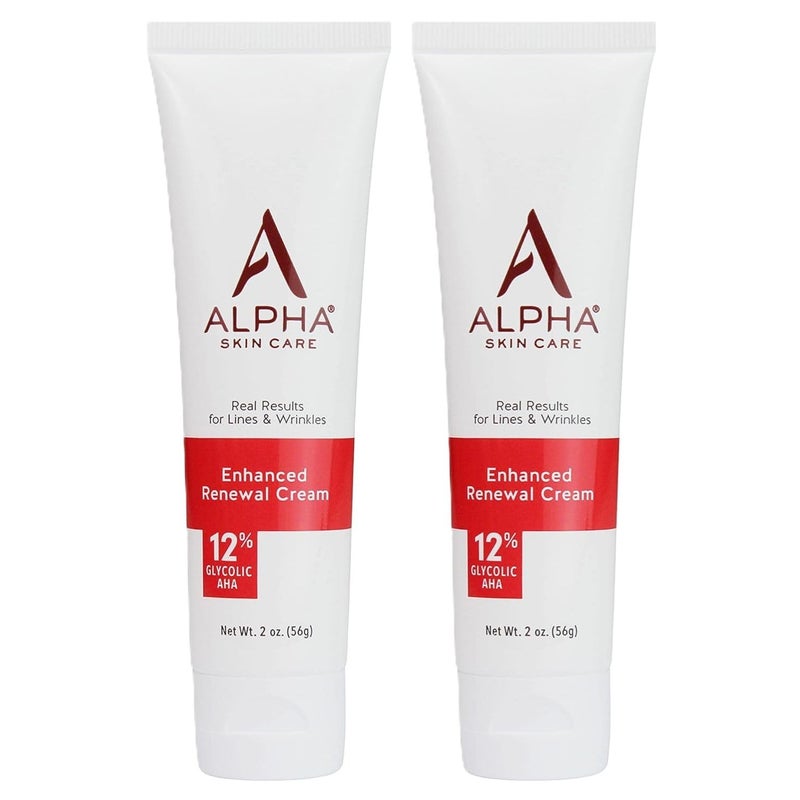 Alpha Skin Care Enhanced Renewal Cream, Anti-Aging Formula, 12% Glycolic Alpha Hydroxy Acid (AHA), Reduces Lines & Wrinkles, For Normal to Dry Skin, 2 oz, Pack of 2 - Image 1