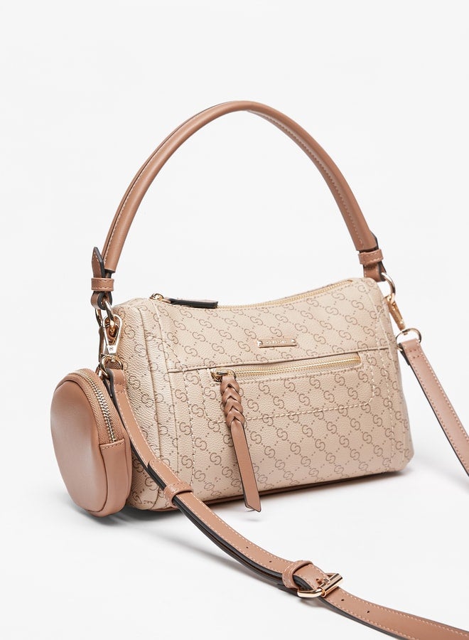 Celeste Women's All-Over Monogram Print Shoulder Bag with Pouch - Image 2