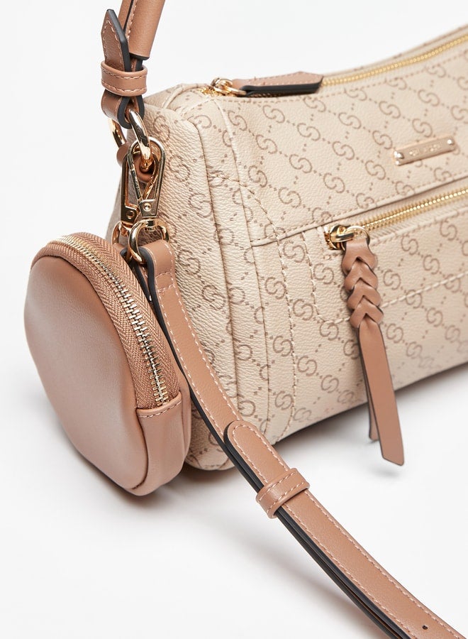 Celeste Women's All-Over Monogram Print Shoulder Bag with Pouch - Image 3