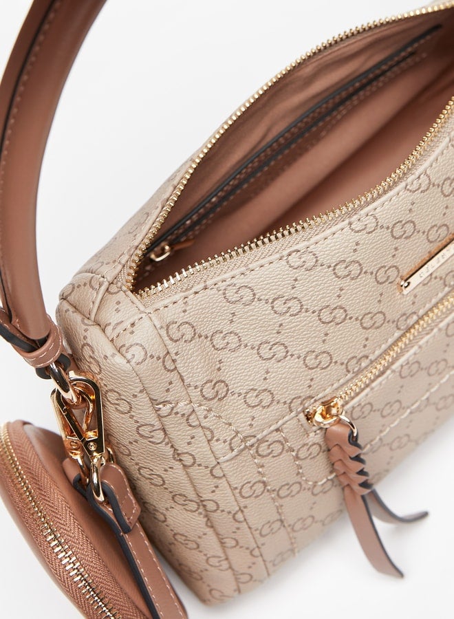 Celeste Women's All-Over Monogram Print Shoulder Bag with Pouch - Image 4