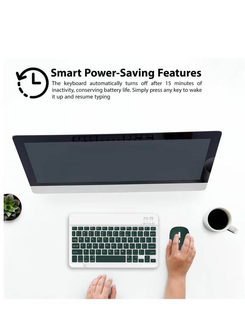 GENNEXT Set of Rechargeable Bluetooth Keyboard and Mouse - Portable Wireless Mouse/Keyboard Set - Android/iOS/Windows - Smart Phone/Tablet/PC - iPhone iPad Pro Air Mini, iPad OS/iOS (BLACK) - Image 2