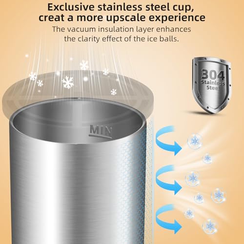 Miaowoof Clear Ice Cube Maker, 2.5 Inch Stainless Steel Crystal Large Clear Ice Ball Maker, Silicone Ice Cube Mold for Cocktails, Drinks & Bourbon, Whiskey Gifts for Men, Metal Color(2 Pack) - Image 4