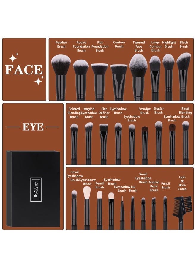 DUcare Professional Makeup Brushes Set 27Pcs Makeup Brush Set Premium Synthetic Kabuki Foundation Blending Face Powder Blush Concealers Eye Shadows Brushes - Image 3