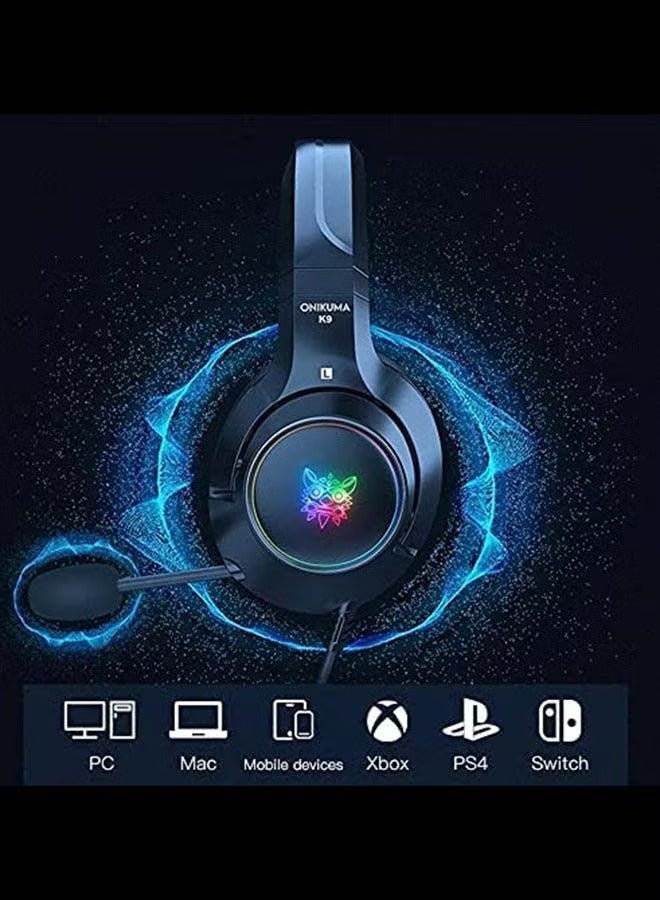 onikuma K9 Over-Ear Gaming Wired Headphones With Mic For PS4/PS5/XOne/XSeries/NSwitch/PC - Image 5
