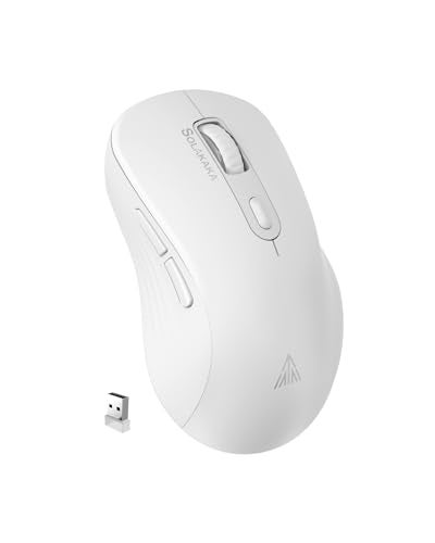 SOLAKAKA SM66 White Silent Wireless Mouse, Dual Mode(BT/2.4G) Computer Mouse for Laptop/PC/Mac - Image 1