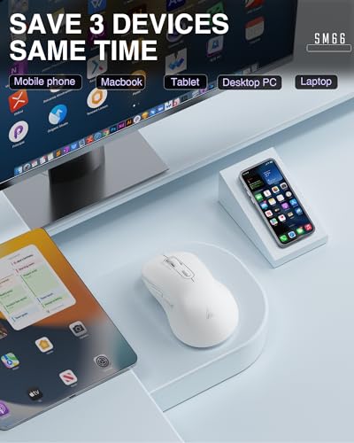 SOLAKAKA SM66 White Silent Wireless Mouse, Dual Mode(BT/2.4G) Computer Mouse for Laptop/PC/Mac - Image 3