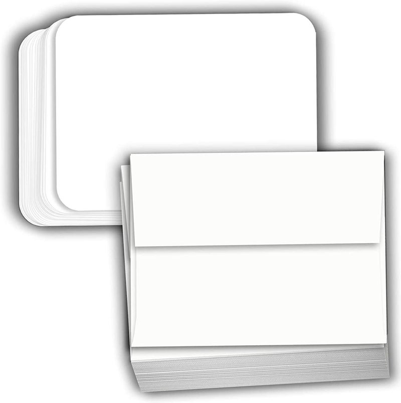 Hamilco White Cardstock Thick Paper - Blank Index Flash Note & Post Cards Rounded Corners with Envelopes Greeting Invitations Stationary 5 X 7" Heavy weight 80 lb Card Stock (100 Pack with Envelopes) - Image 1
