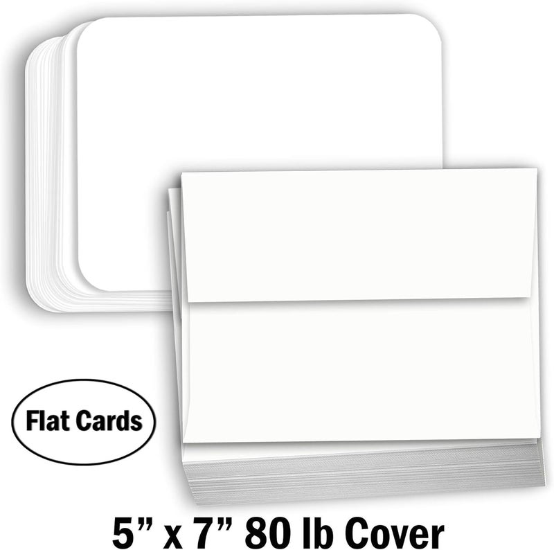 Hamilco White Cardstock Thick Paper - Blank Index Flash Note & Post Cards Rounded Corners with Envelopes Greeting Invitations Stationary 5 X 7" Heavy weight 80 lb Card Stock (100 Pack with Envelopes) - Image 2