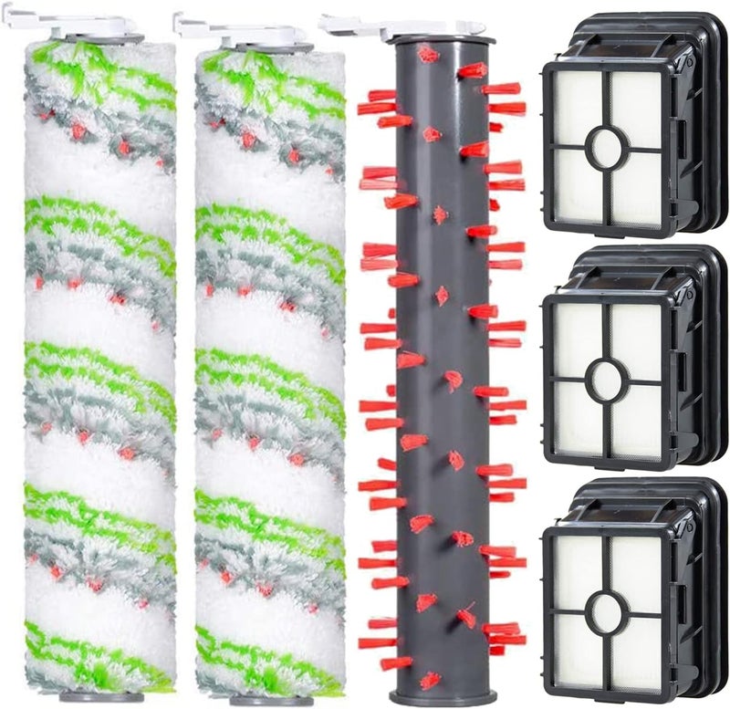 JoyBros Crosswave Max Brush Roll and Filter for Bissell Replacement Parts Accessories 2554 2554A 2590 2593 2596 and HydroSteam 35151 3515 35152 3513 3518, 2+1 Wet &Dry Brush Rolls and 3 HEPA Filter - Image 1