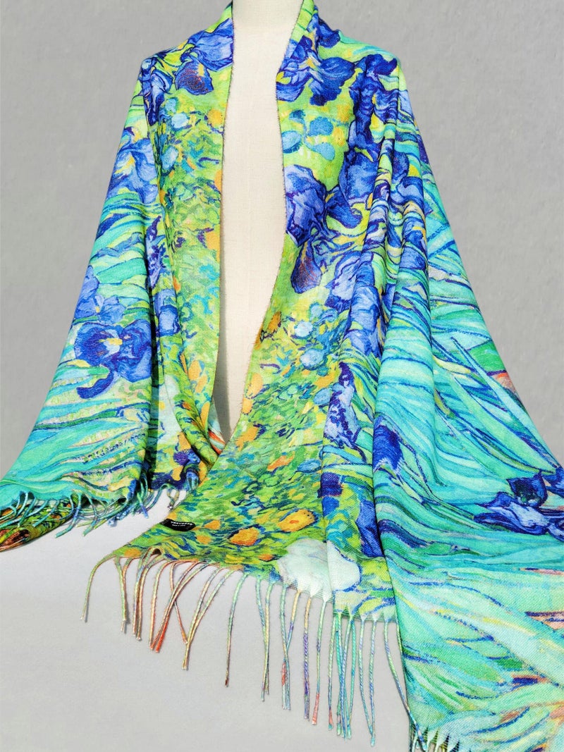 VENVSBEE Reversible Scarf Soft Large Shawl Wrap Blanket Double Sided Art Print Warm Pashmina Stoles Klimt Van Gogh Gifts-07 - Image 2