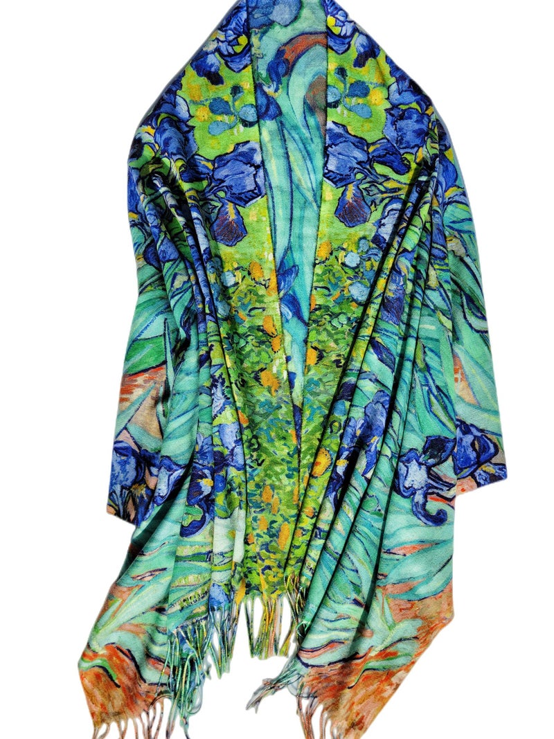 VENVSBEE Reversible Scarf Soft Large Shawl Wrap Blanket Double Sided Art Print Warm Pashmina Stoles Klimt Van Gogh Gifts-07 - Image 5