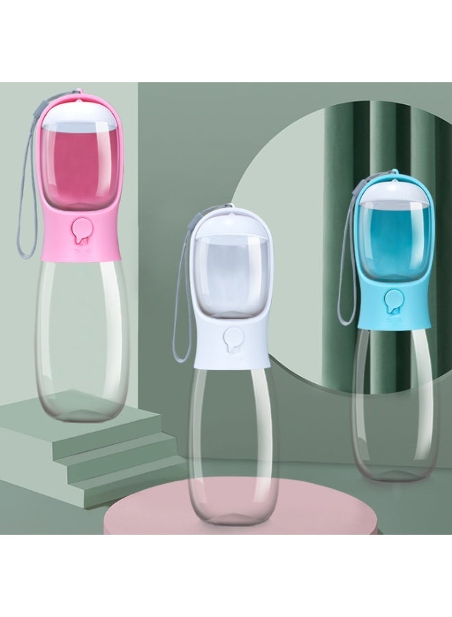 Pet Feeding Bottle for Cats and Dogs Water and Food Storage Easy Feeding Portable Travel 2 in 1 Pink 300ml - Image 2