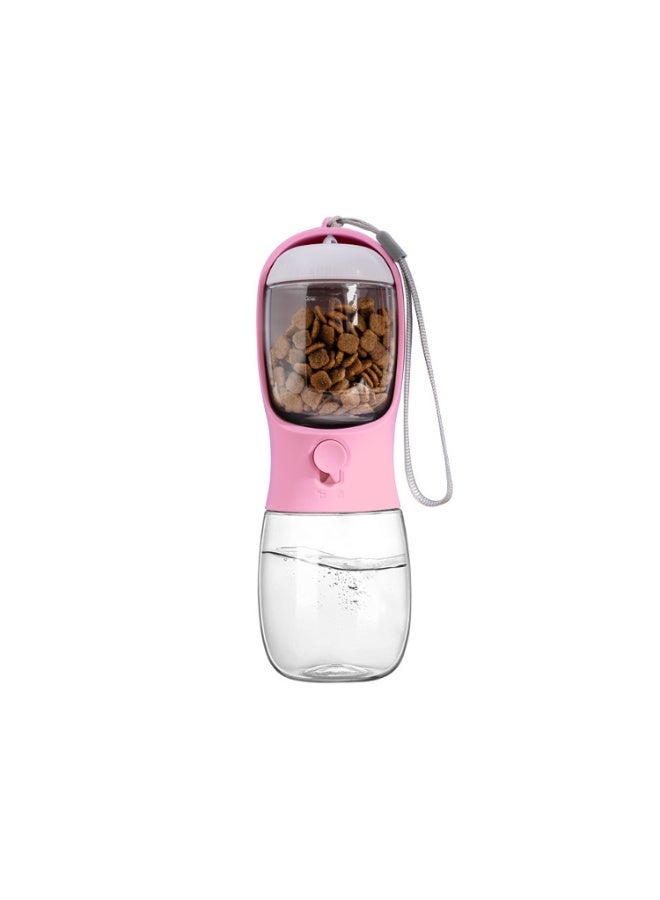 Coconut Shell Filter Pet Feeding Bottle for Cats and Dogs, FDA Approved Water and Food Storage Easy Feeding Portable Travel 2 in 1 Pink 300ml - Image 1