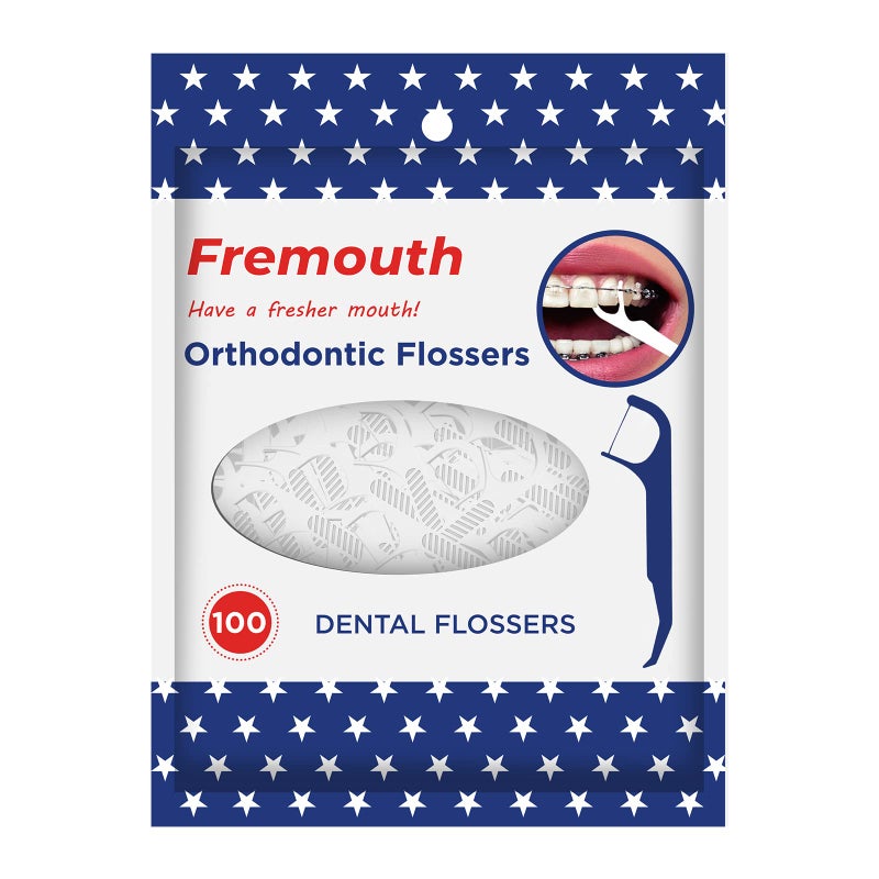 Fremouth Upgraded Orthodontic Flossers for Braces - Ortho Dental Floss Picks, 100 Count (Pack of 1) - Image 1