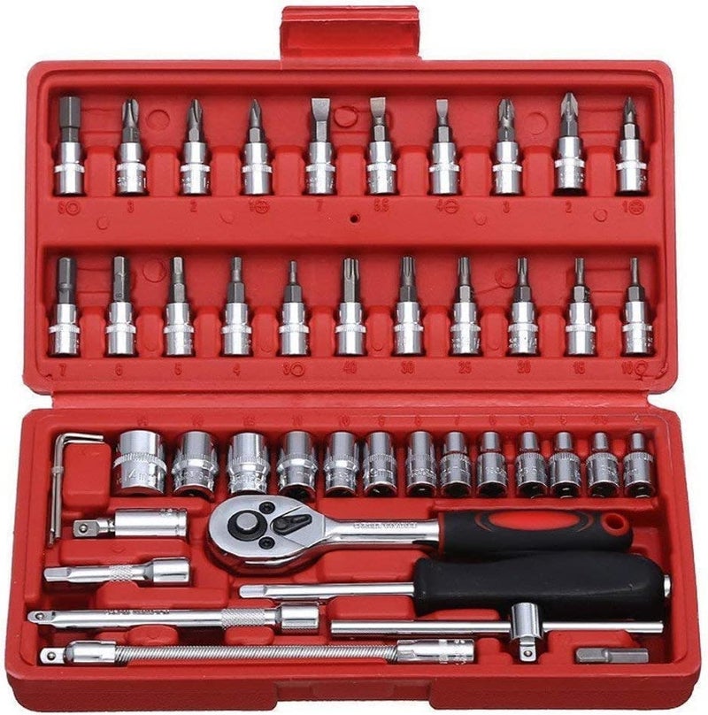Hypexa 46 in 1 Pcs Tool Kit Screwdriver and Socket Set l 14 Inch Socket Combination Set - Image 1