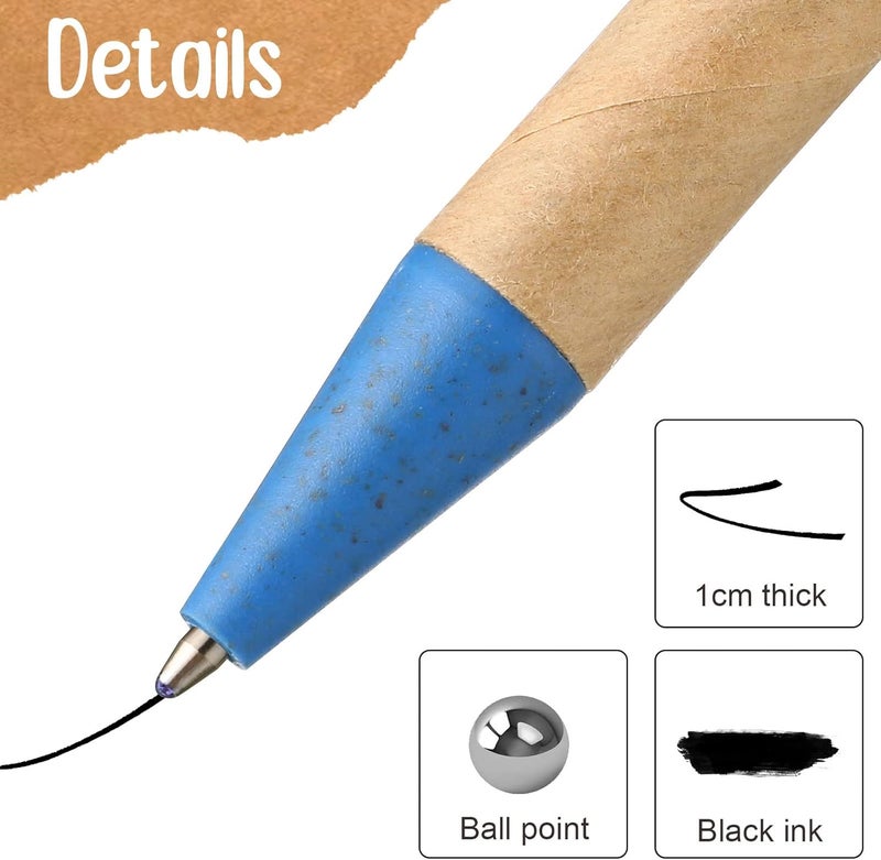 Epakh 150 Pcs Friendly Pens Retractable Ballpoint Pens Medium Point Black Ink Click Pens Straw Ballpoint Pen for Journaling Writing Office Supplies Products - Image 3