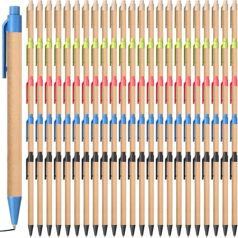 Epakh 150 Pcs Friendly Pens Retractable Ballpoint Pens Medium Point Black Ink Click Pens Straw Ballpoint Pen for Journaling Writing Office Supplies Products - Image 1