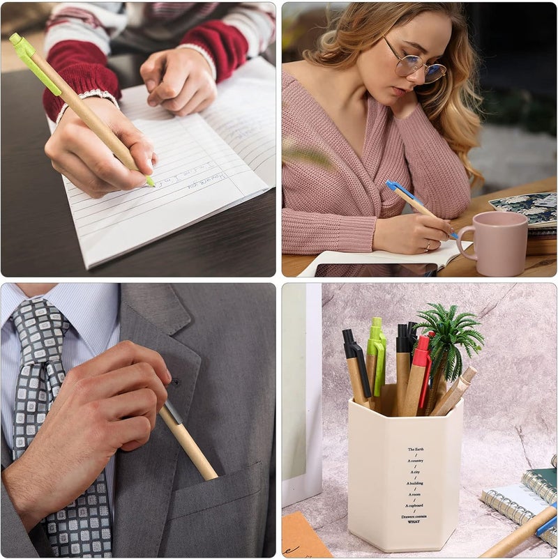 Epakh 150 Pcs Friendly Pens Retractable Ballpoint Pens Medium Point Black Ink Click Pens Straw Ballpoint Pen for Journaling Writing Office Supplies Products - Image 5