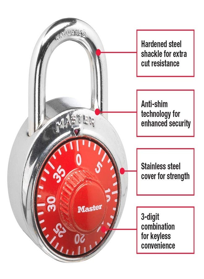 Master Lock 1504D Locker Lock Combination Padlock, 1 Pack, Red - Image 2