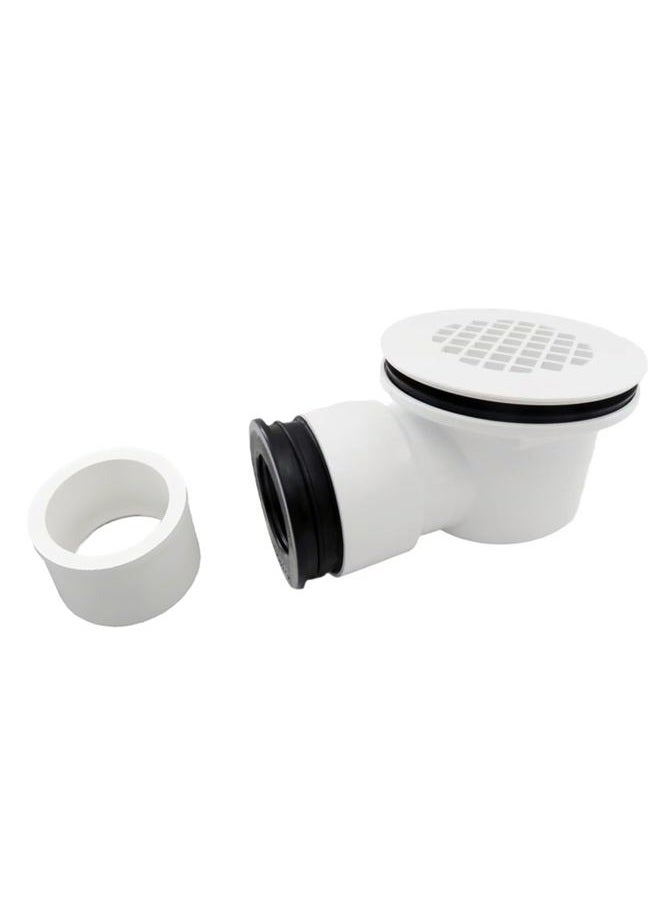 WAWO PVC 2" Low Profile Shower Drain, Side Outlet Drain Assembly with 2" x 1-1/2" Reducer Pipe Fitting and Perforated Strainer, for Low Profile Trap and Shower Base Drain. - Image 1