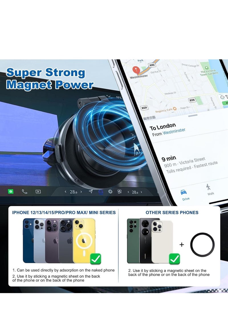 New Universal Car Phone Holder Mount for iPhone16  Pro - 20 Strong Magnets with 360° Rotation (Black) - Image 3