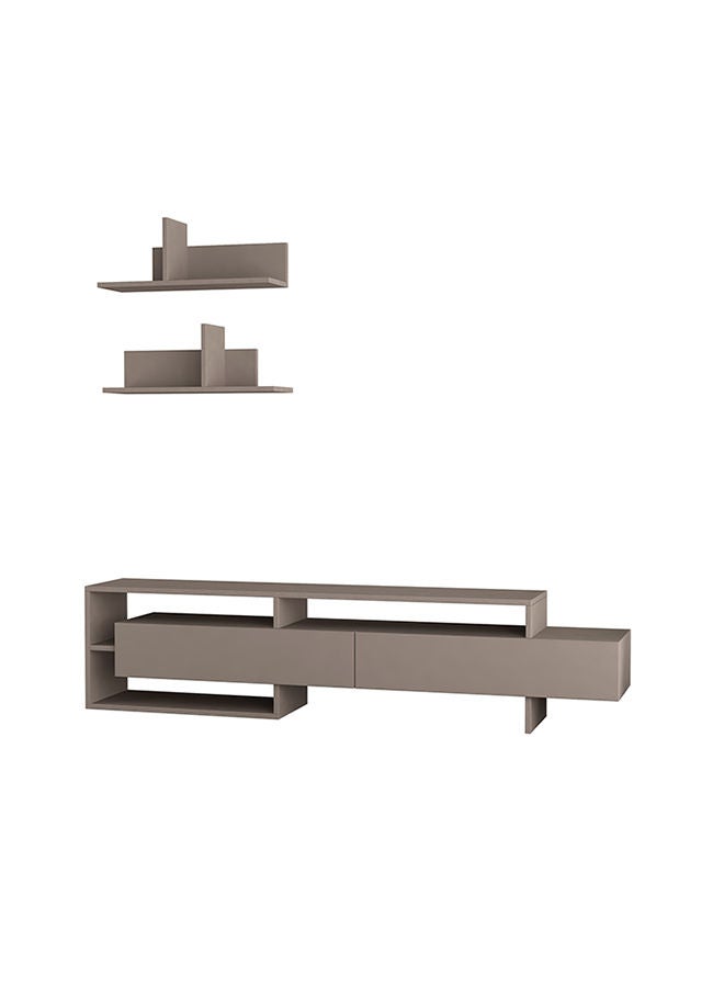 Mourah Home Gara Tv Unit Up To 60'' Inch Tvs With 2Shelf | 2Door And 2Tier Cabinet | Tv Cabinet | 180X29.8X42 Cm| Light Mocha - Image 2