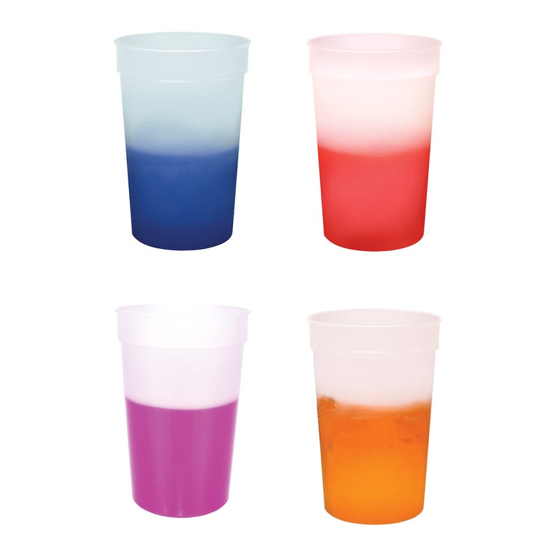 22oz Color Changing Stadium Cups Durable plastic BPA Free Top shelf dishwasher safe Ideal for outdoor events  Set of 12 Frosted Assorted Colors may vary