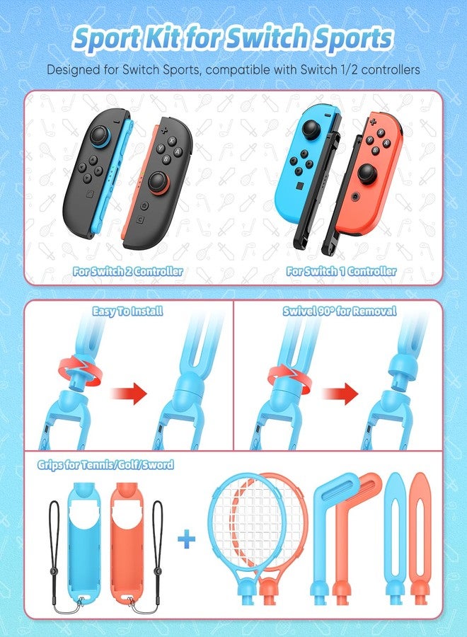KOVA [For Switch 2/1/OLED] Sports Accessories Bundle for Nintendo Switch 2 (2025)/Switch 1 with Organizer Station,Family Party Sports Kit,Golf/Tennis/Dance/Sword/Soccer for Joycon &All-in-One Storage Stand - Image 2